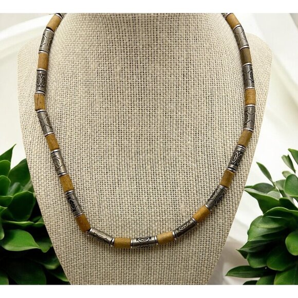 Vintage Beaded Necklace Tribal Design Beach Boho Surfer Hippie Unisex Jewelry - Picture 1 of 6